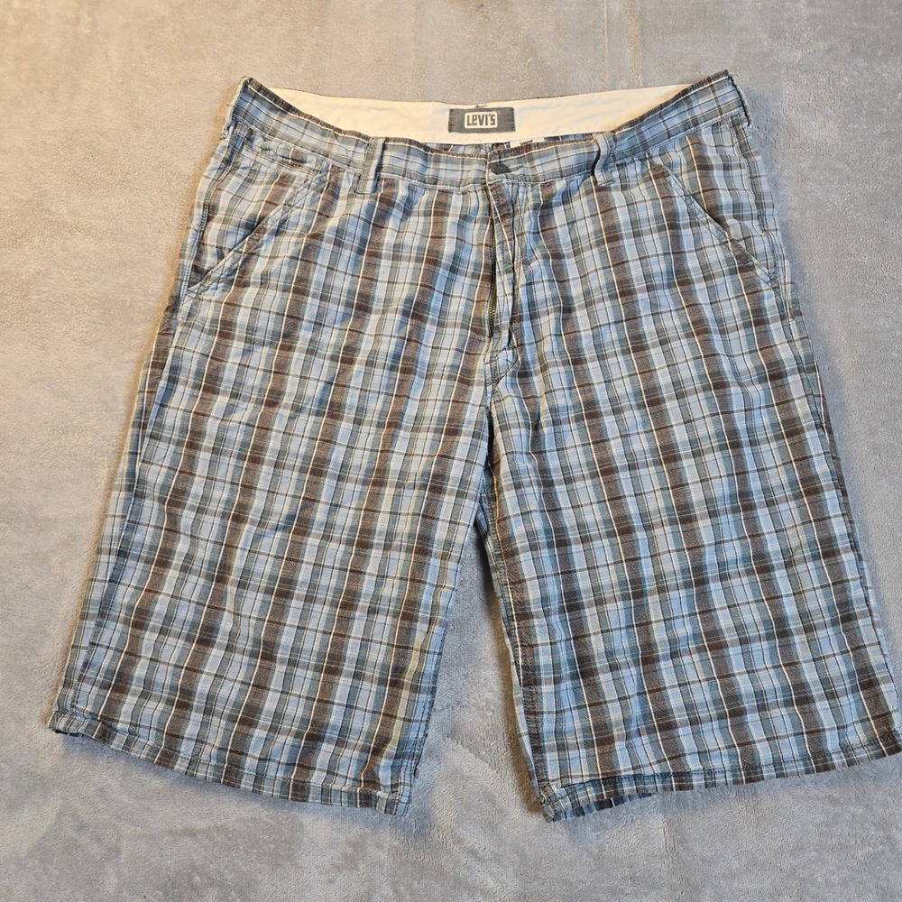 Levi's Plaid Shorts Mens 40 Blue Shoreline Cotton Casual Gorpcore Outdoors